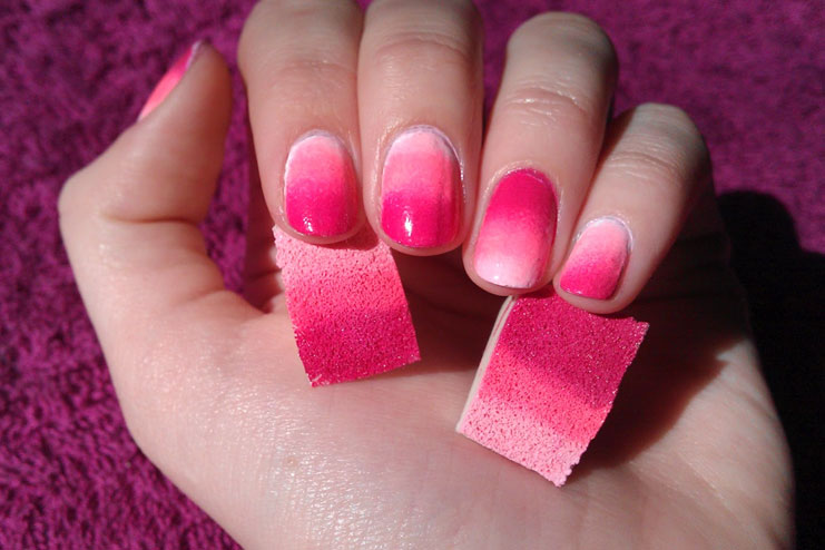 6. Sponge Nail Art with Peach and Glitter - wide 7