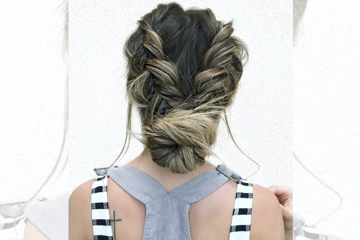 The one with the two braids updo
