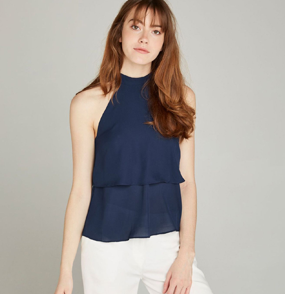 Navy-Color-Chiffon-Top