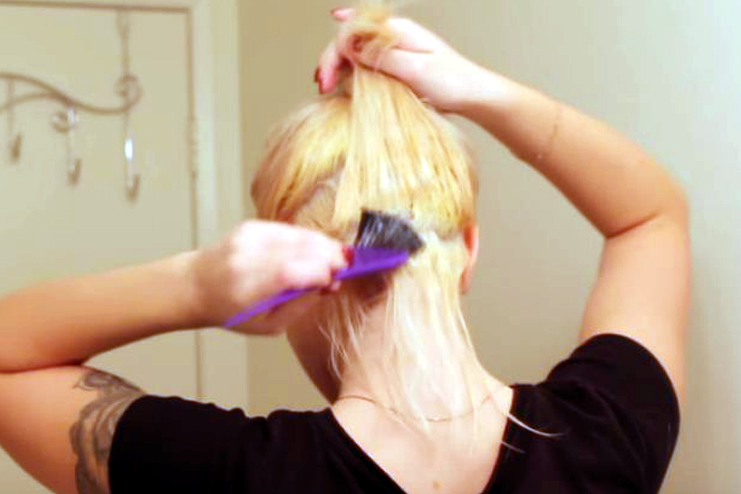 Divide your hair into equal sections and start to apply the toner