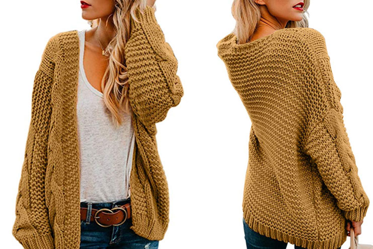 Astylish Women Open Front Long Sleeve Chunky Knit Cardigan Sweaters