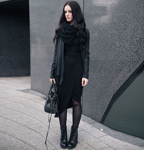 Black-Dress-WithCombat-Boot
