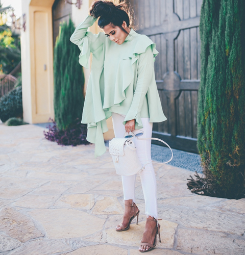 Green-Top-And-White-Jeans