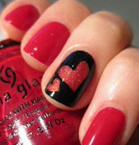 Red Heart Nail Art