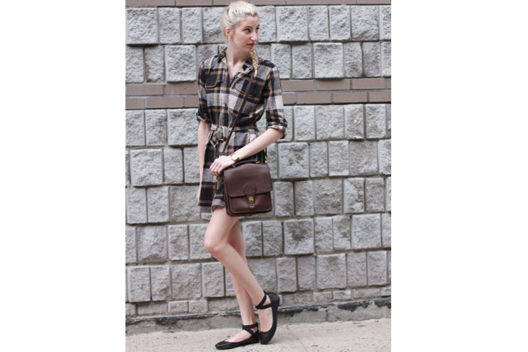 Turn Around With Ballet Pumps And A Shirt Dress