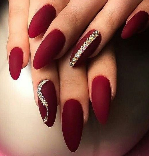 Winter Maroon Nail Art