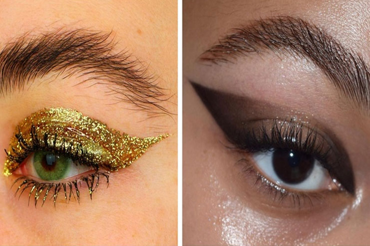 Gold Glitter And Dark Brown Wing Eyes For A Burgundy Dress