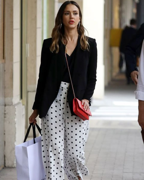 The Smart Look 3-4th Polka Dotted Plazo And Black Blazer