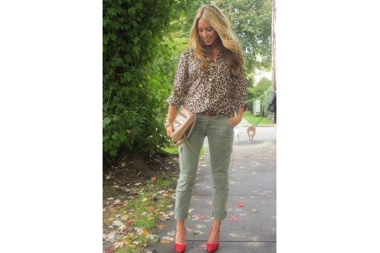 Leopard Printed Shirt And Olive Green Pants