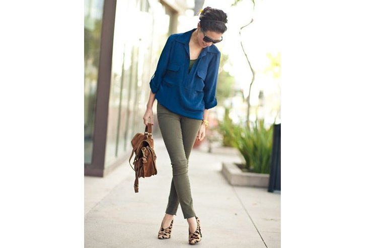 Navy Blue Shirt With Olive Green Pants