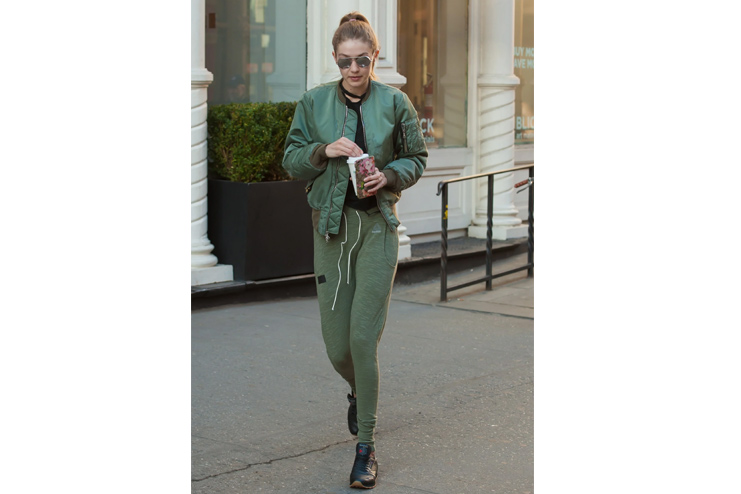 Olive Green Bomber Jacket With Olive Green Sweat Pants