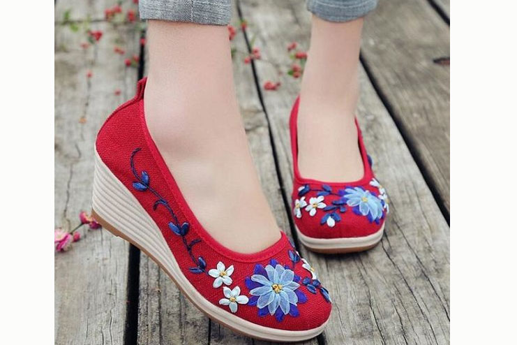 Floral Embroidery High Heels