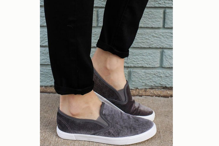 Velvet Slip On Sneakers