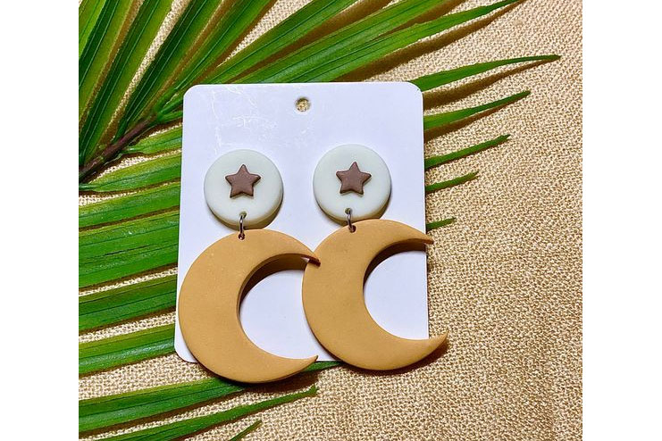 Crescent clay earrings