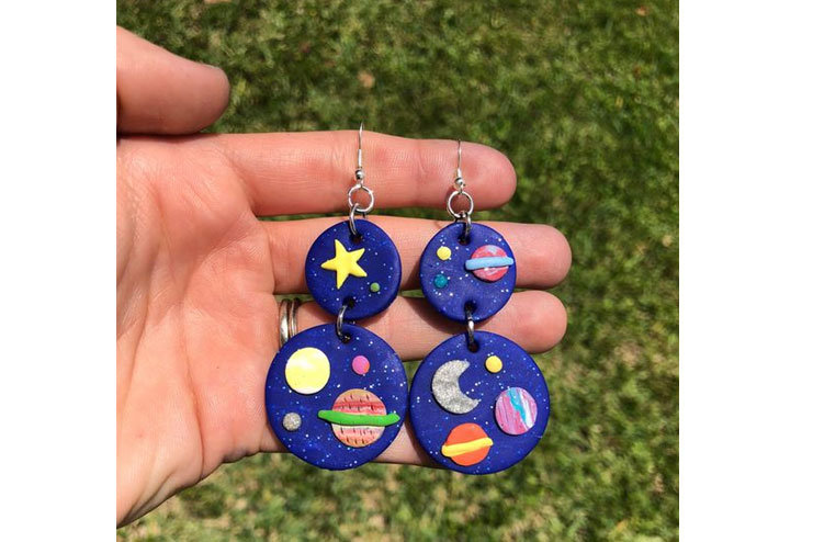 Galaxy theme clay earrings