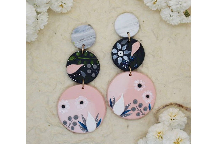 Painted clay earrings