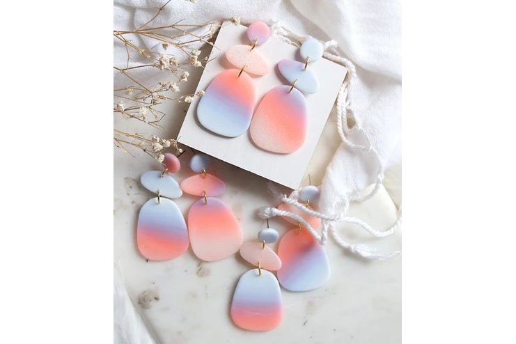 Pastel hued clay earrings