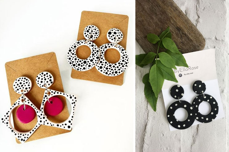 Polka dot clay earrings